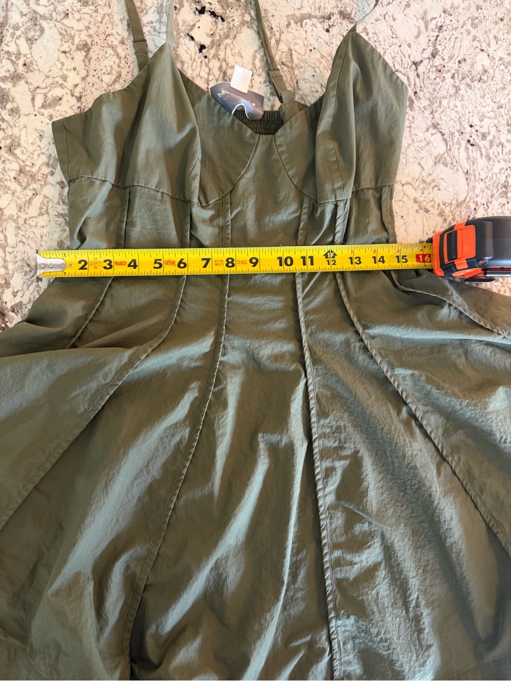 Anthropologie Olive Green Fit-and-Flare Mini Dress - Picture 3 of 4